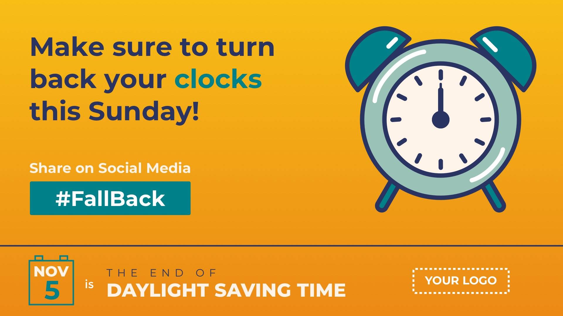 Daylight Saving Time Ends Digital Signage Template